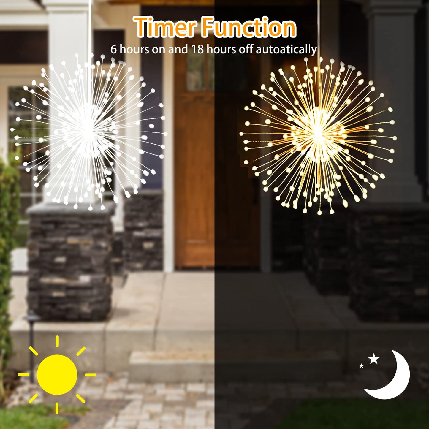 Solar LED 4 Pack Firework Suspension Light