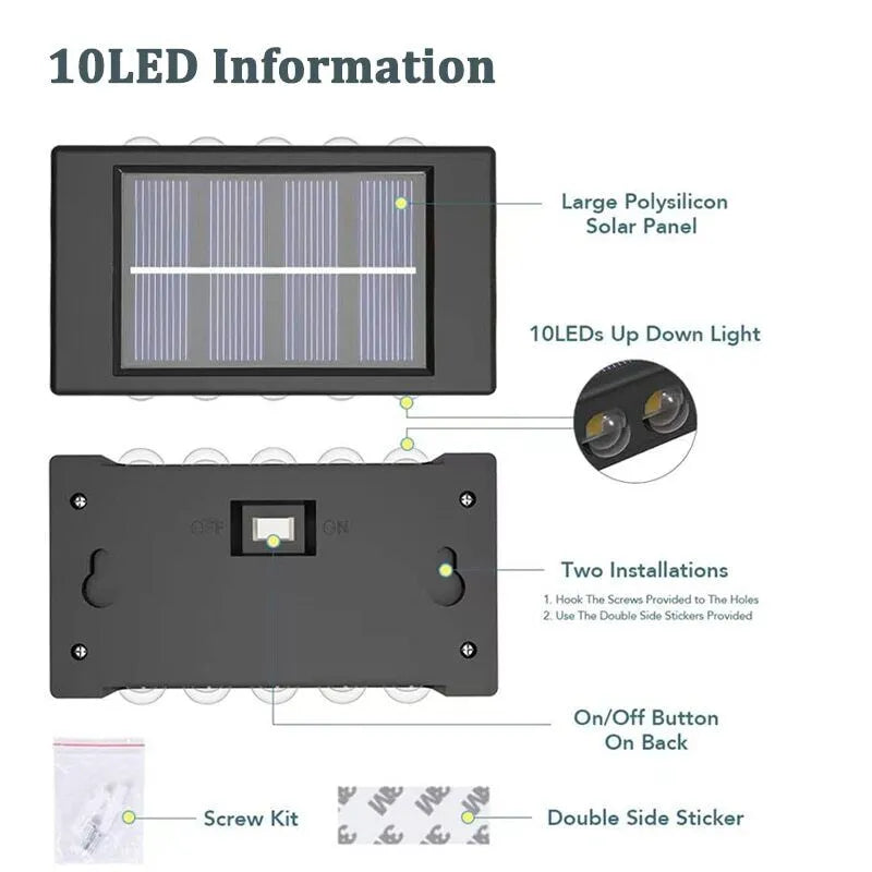Outdoor LED Solar Wall Fence Light - Solar Light Depot