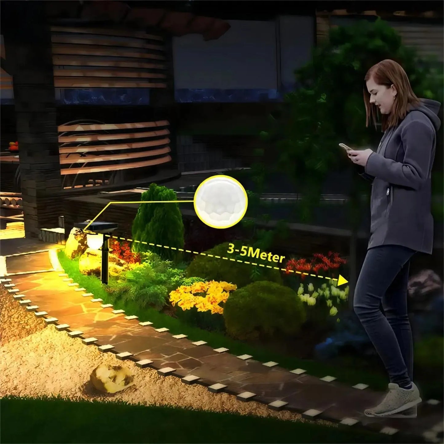 3.7V Ultra Bright Solar Motion Sensor Pathway Lights
