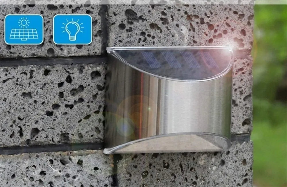 Stainless Steel Outdoor Solar Fence Wall Light - Solar Light Depot