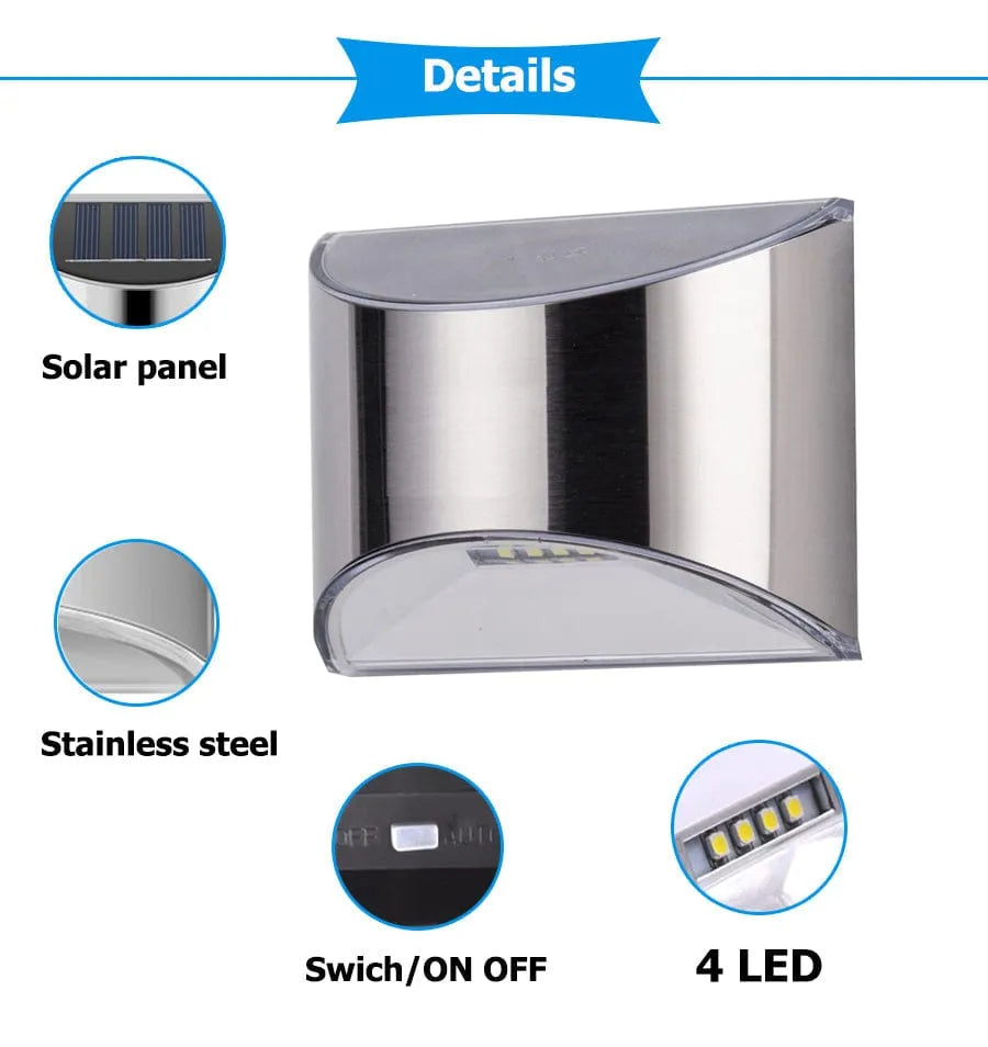 Stainless Steel Outdoor Solar Fence Wall Light - Solar Light Depot