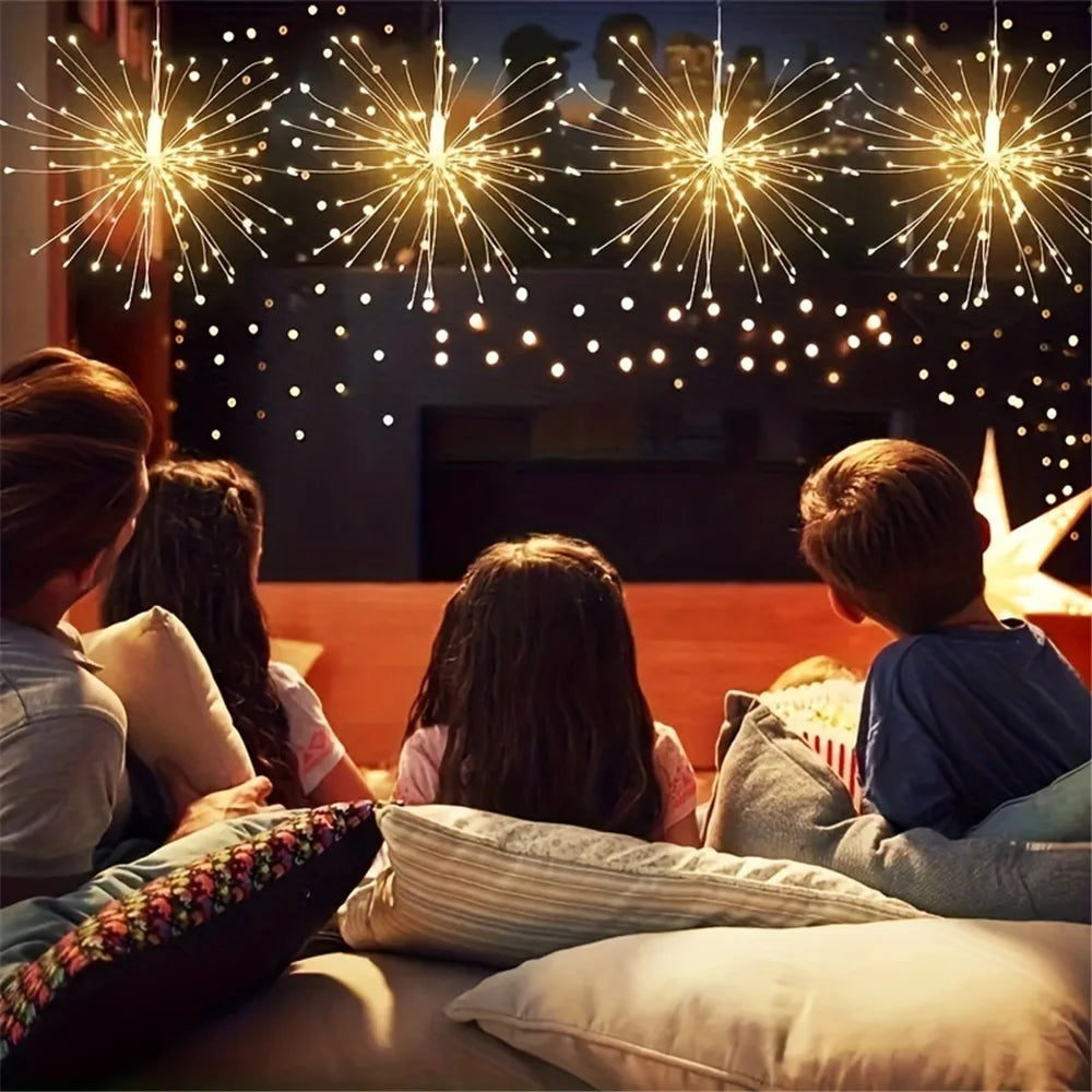 Solar LED 4 Pack Firework Suspension Light