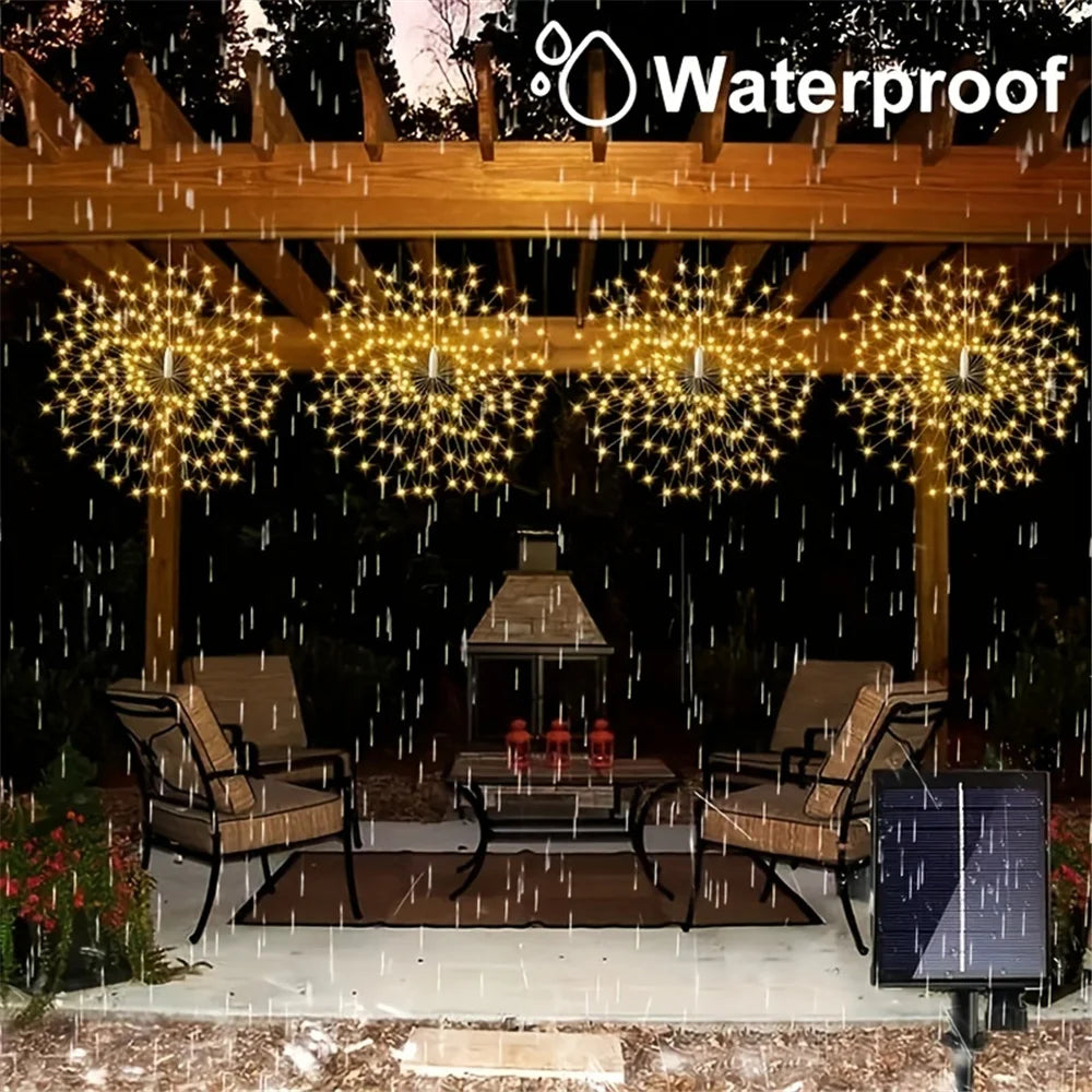 Solar LED 4 Pack Firework Suspension Light