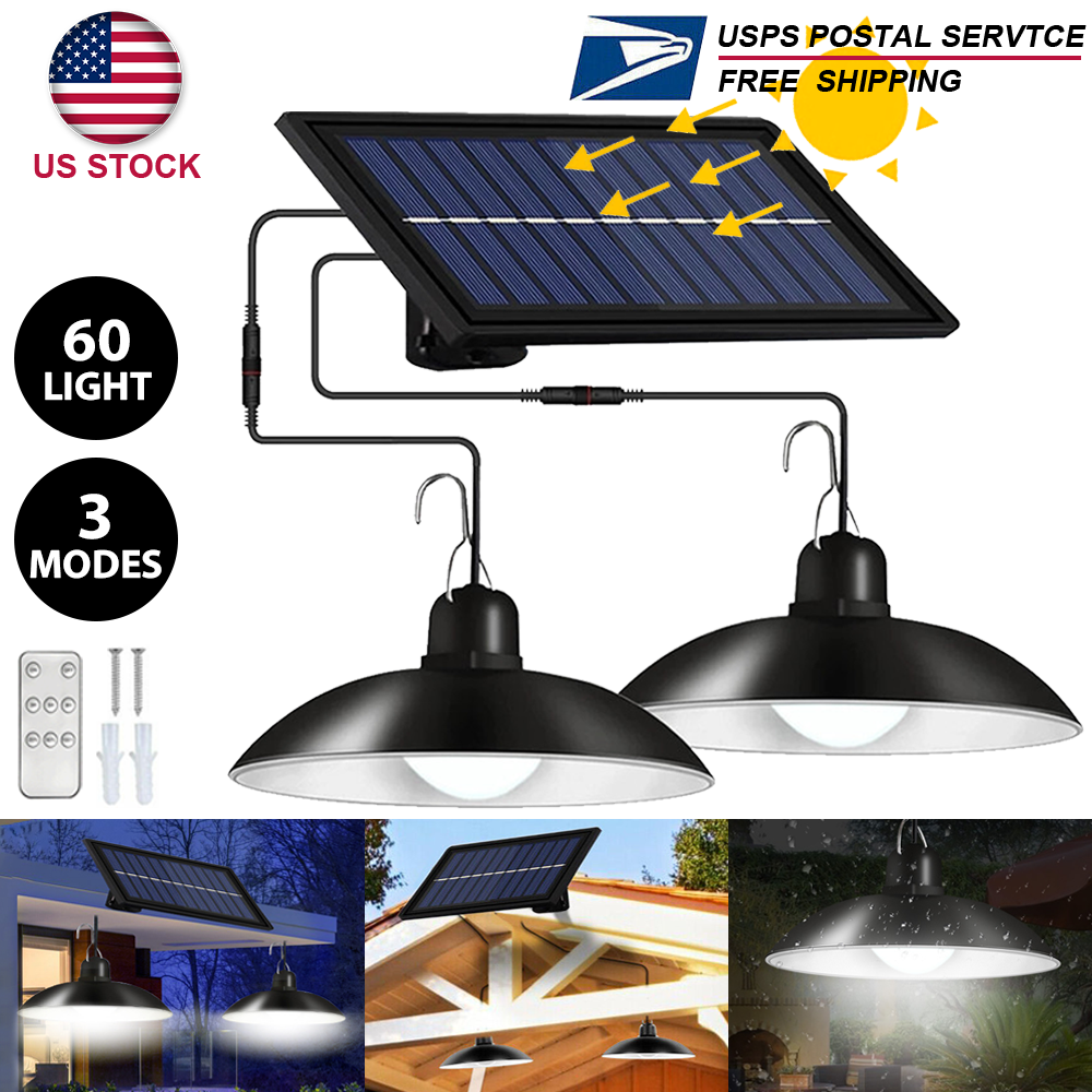 Double Head Solar LED Hanging Pendant Light