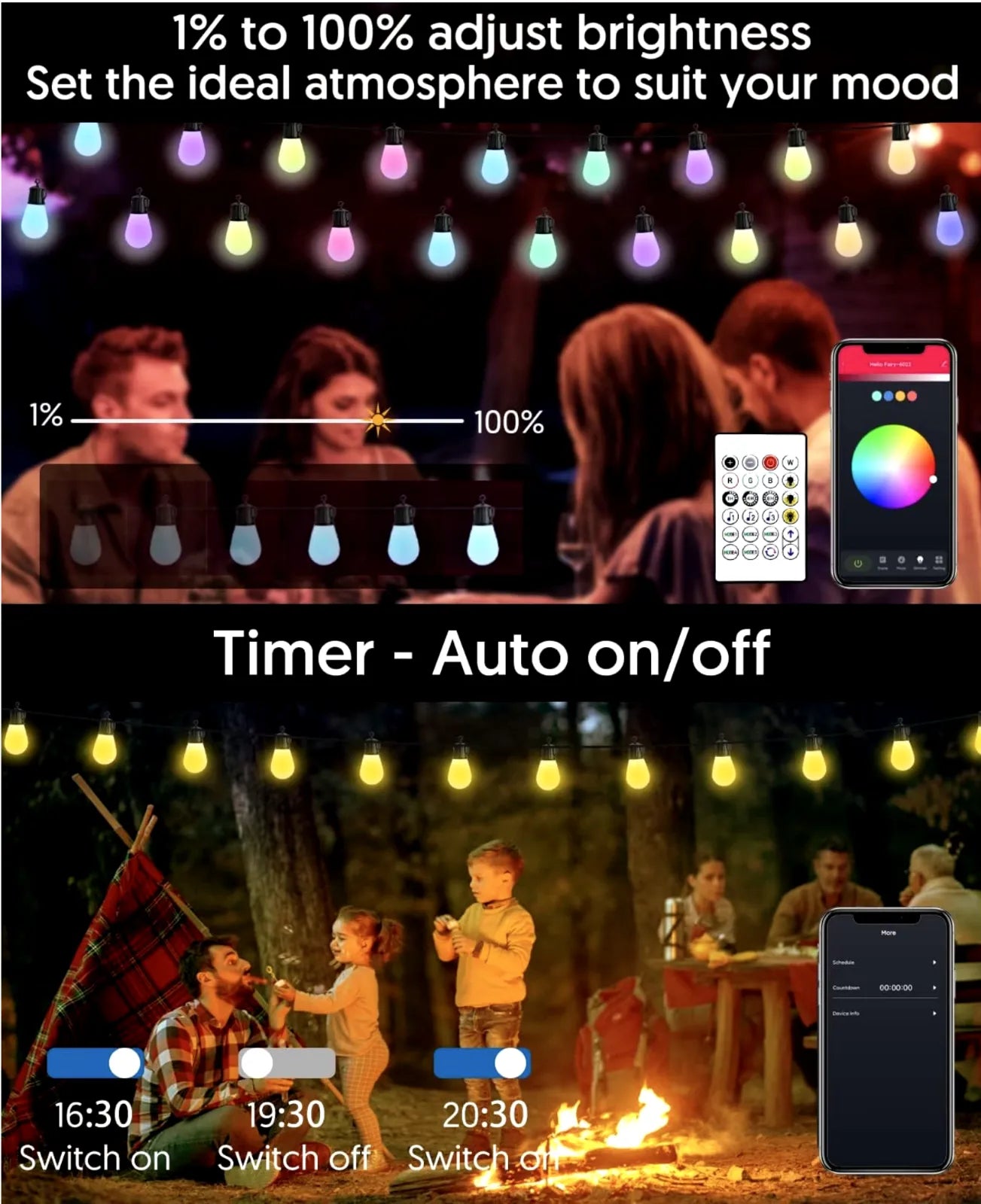 5W RGB Weatherproof LED Solar String Lights