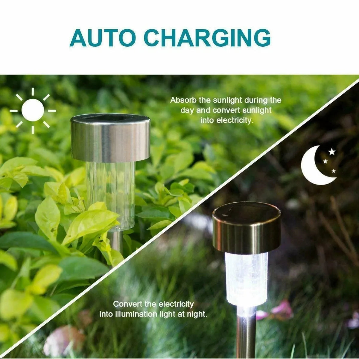 Stainless Steel Solar Pathway LED Outdoor Lights (12 Pack) - Solar Light Depot
