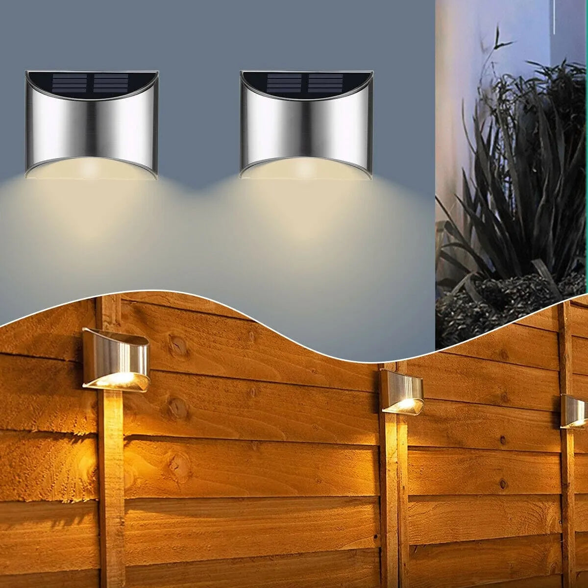 Stainless Steel Outdoor Solar Fence Wall Light - Solar Light Depot