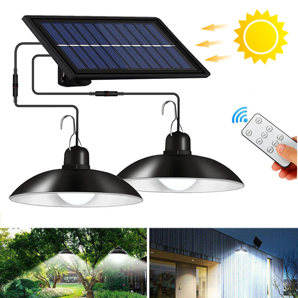 Double Head Solar LED Hanging Pendant Light