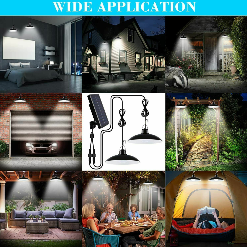 Double Head Solar LED Hanging Pendant Light