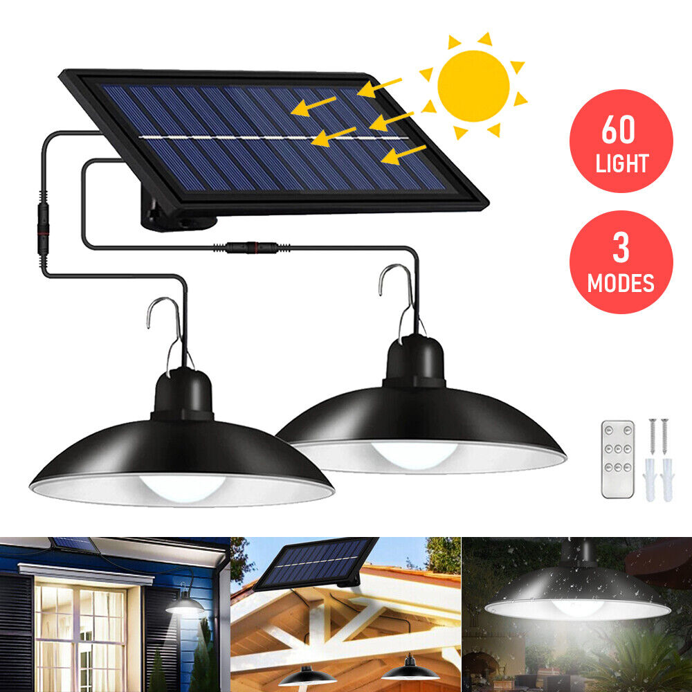 Double Head Solar LED Hanging Pendant Light