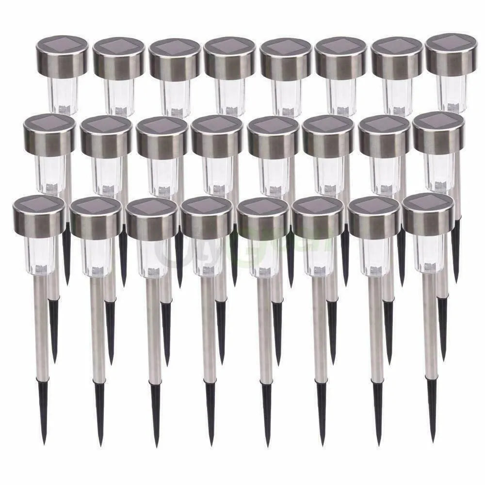 Stainless Steel Solar Pathway LED Outdoor Lights (12 Pack) - Solar Light Depot