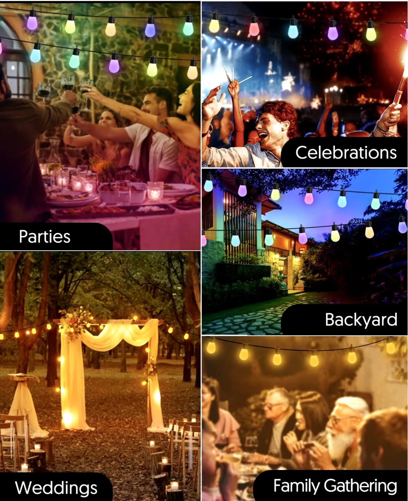 5W RGB Weatherproof LED Solar String Lights