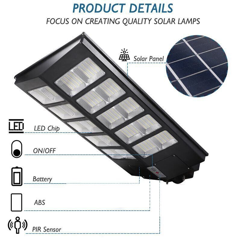 2000W LED Super Bright Outdoor Remote Control Solar Street Light - Solar Light Depot