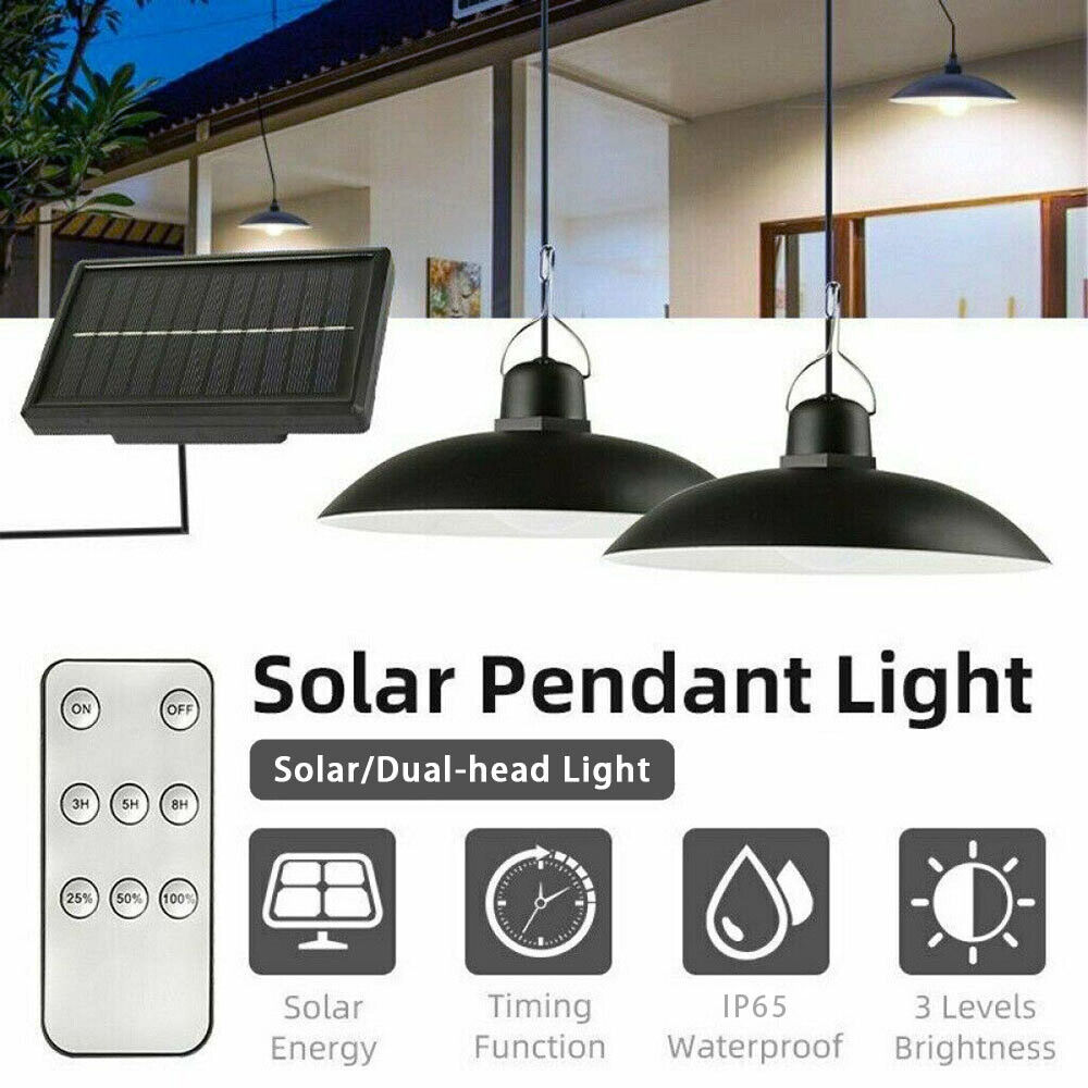 Double Head Solar LED Hanging Pendant Light