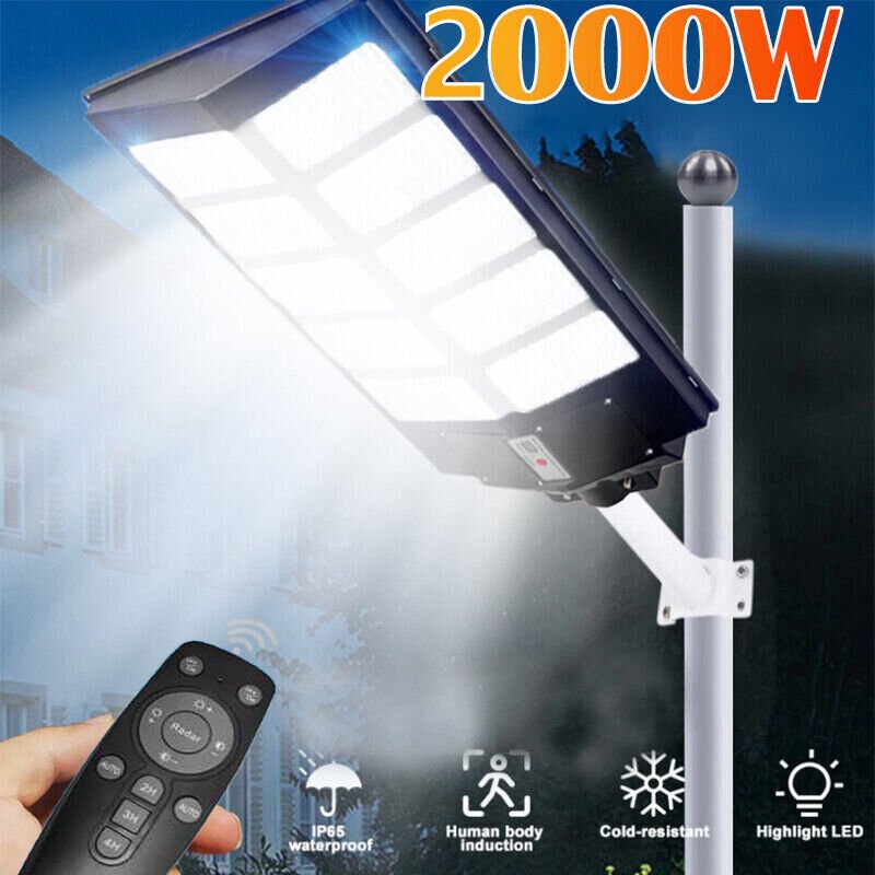 2000W LED Super Bright Outdoor Remote Control Solar Street Light - Solar Light Depot
