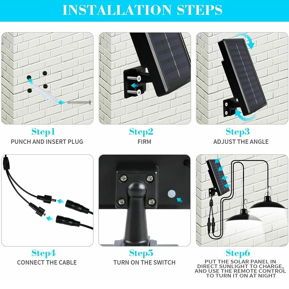 Double Head Solar LED Hanging Pendant Light