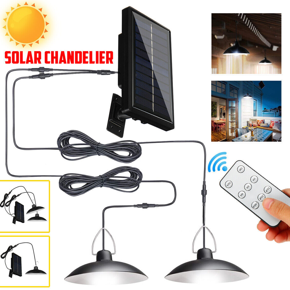 Double Head Solar LED Hanging Pendant Light