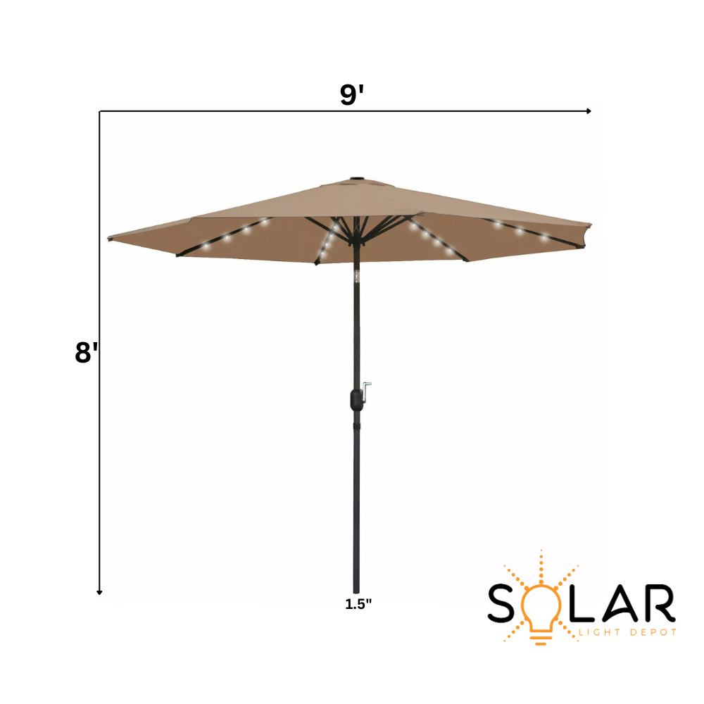 9ft Solar LED Lighted Patio Umbrella