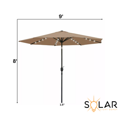 9ft Solar LED Lighted Patio Umbrella