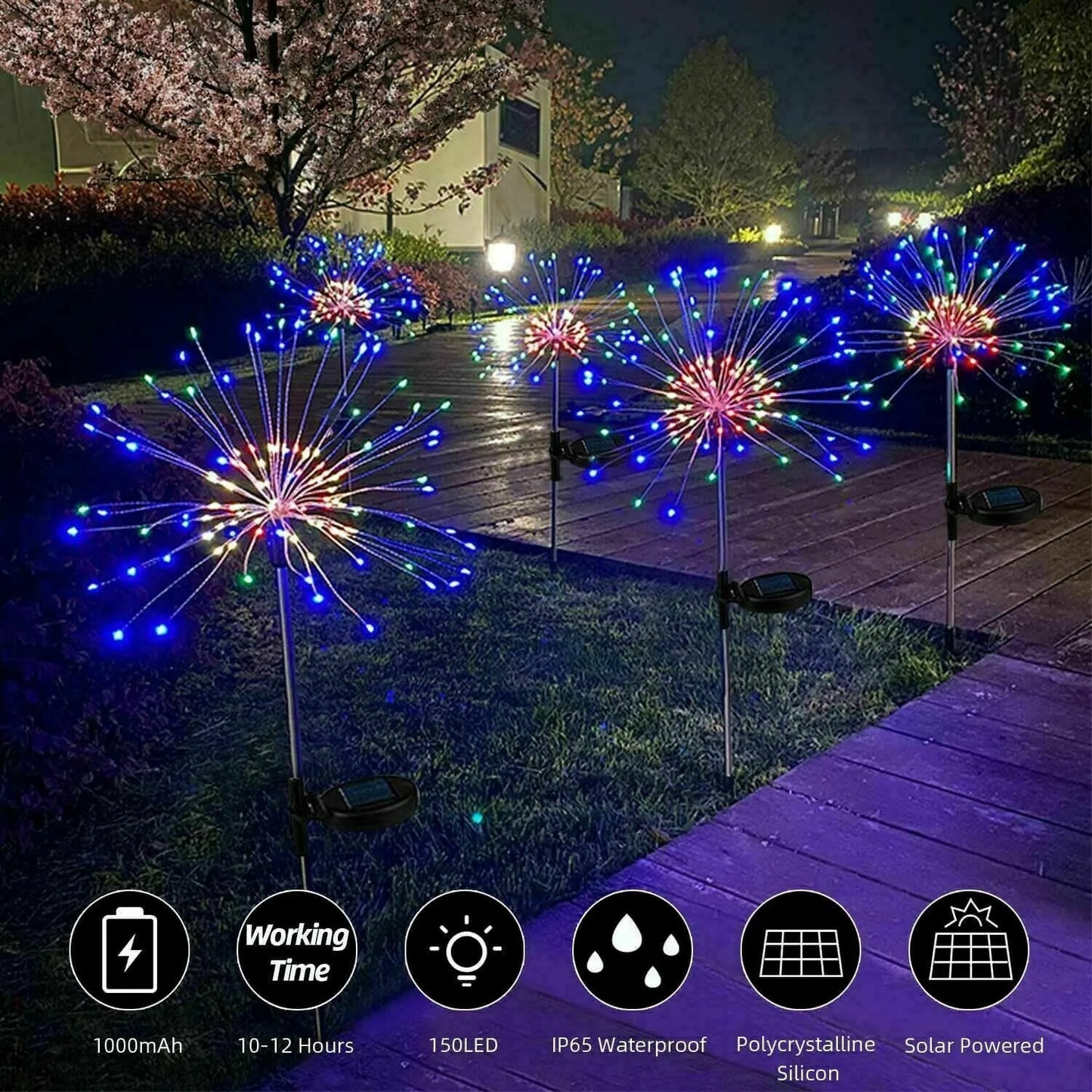 Solar Outdoor Waterproof Yard Fireworks Light - 150 LED - Solar Light Depot