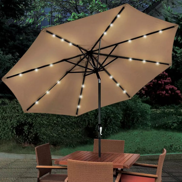 9 ft solar patio umbrella 9ft Solar LED Lighted Patio Umbrella – Solar Light Depot