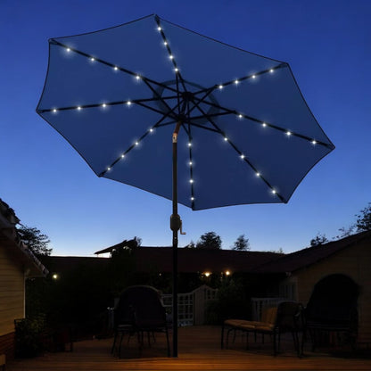 9-ft patio umbrella lights 9ft Solar LED Lighted Patio Umbrella – Solar Light Depot