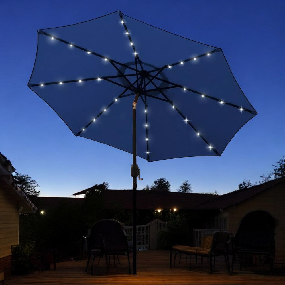 9ft Solar LED Lighted Patio Umbrella