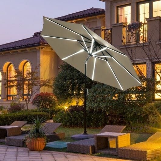 9ft Solar LED Lighted Patio Umbrella - Solar Light Depot